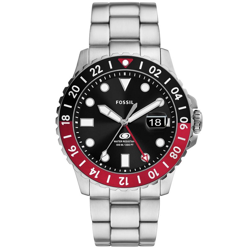 Fossil Mens Blue Gmt Black Dial Watch  Fs6092